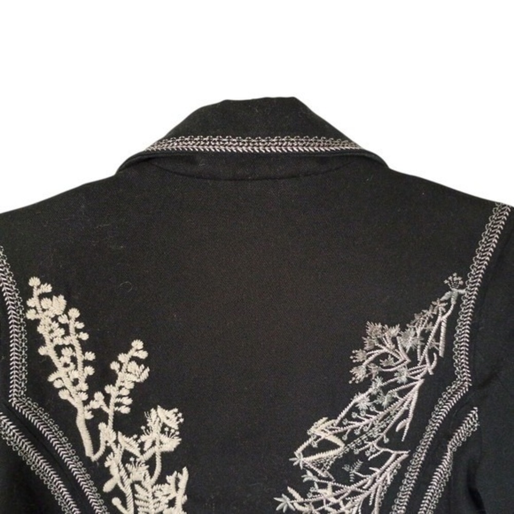 Paparazzi Womens Coat Sz S Embroidered Black Jacket Long Sleeves Y2K Bohemian - Picture 6 of 16